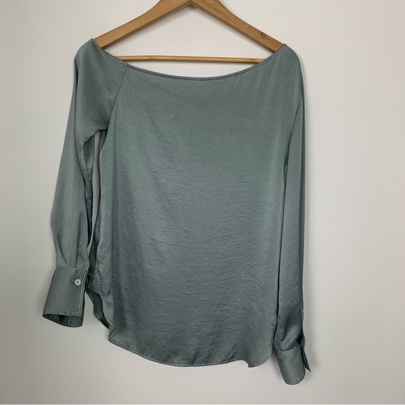 Theory Ulrika Crushed Satin One-shoulder Blouse - Picture 12 of 12